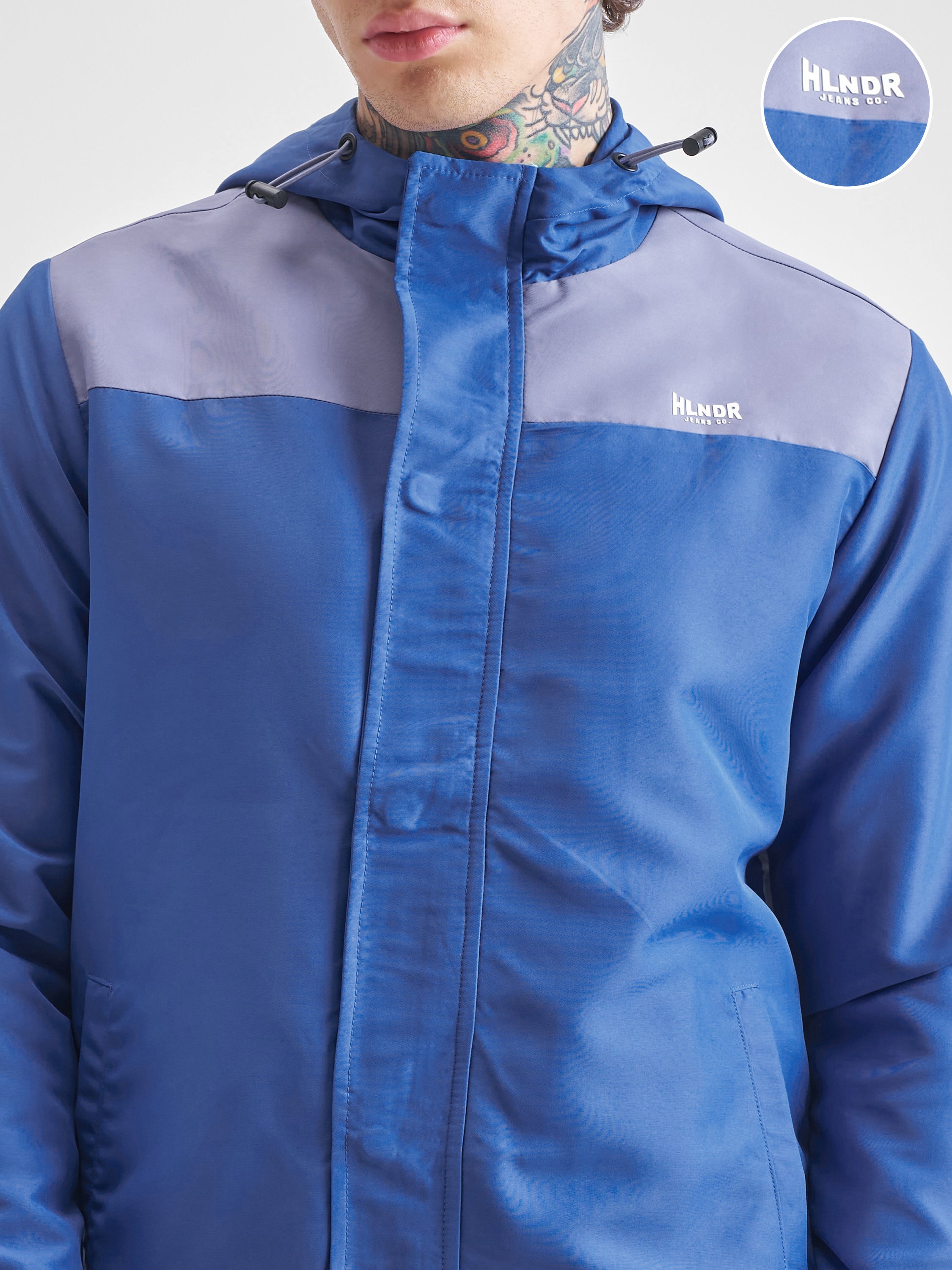 Highlander Men Blue Colourblocked Bomber Jacket - Blue - Image 5