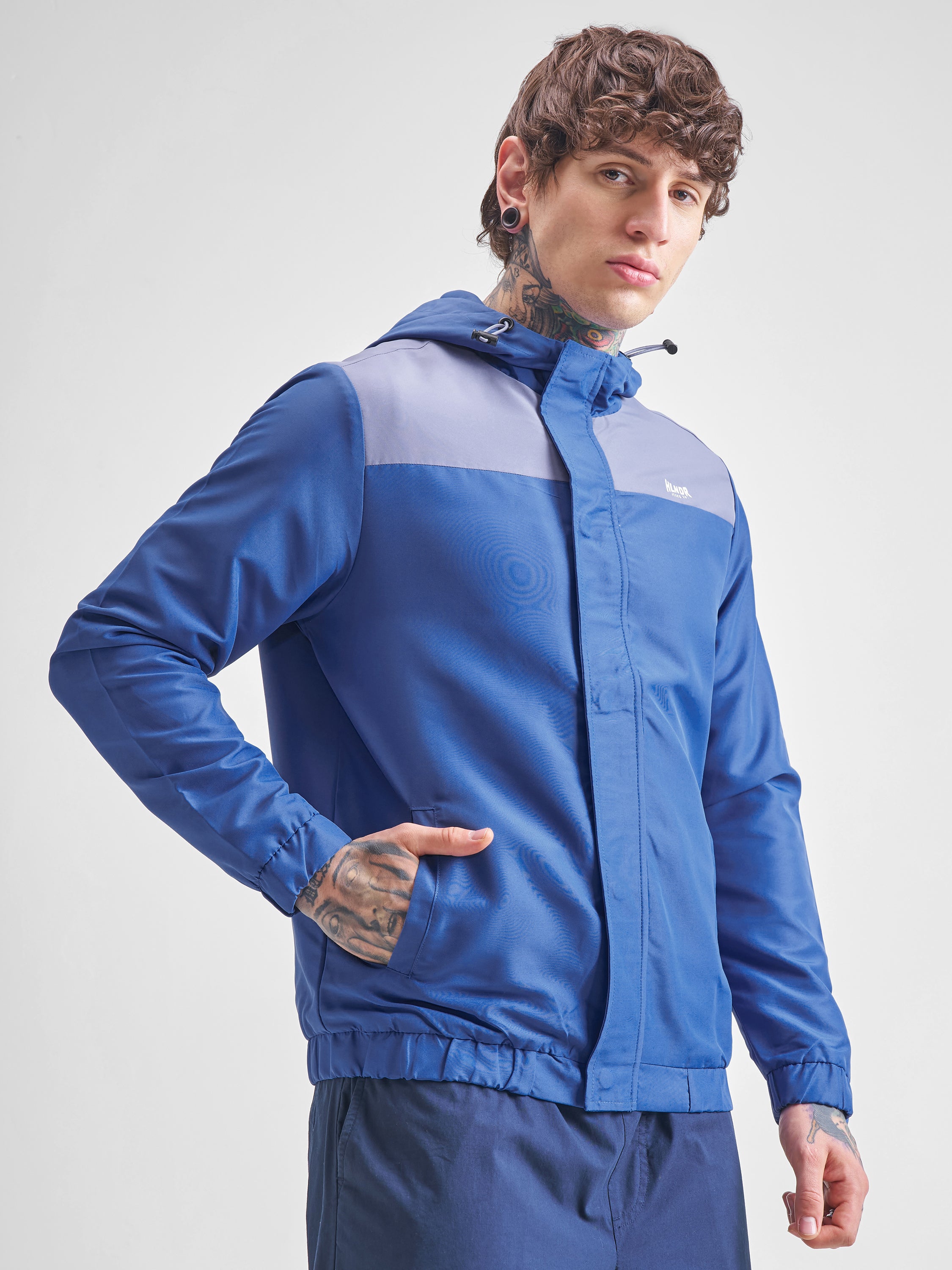 Highlander Men Blue Colourblocked Bomber Jacket - Blue - Image 6