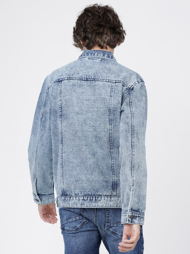 Highlander Men Blue Solid Denim Jacket - Blue - Image 3