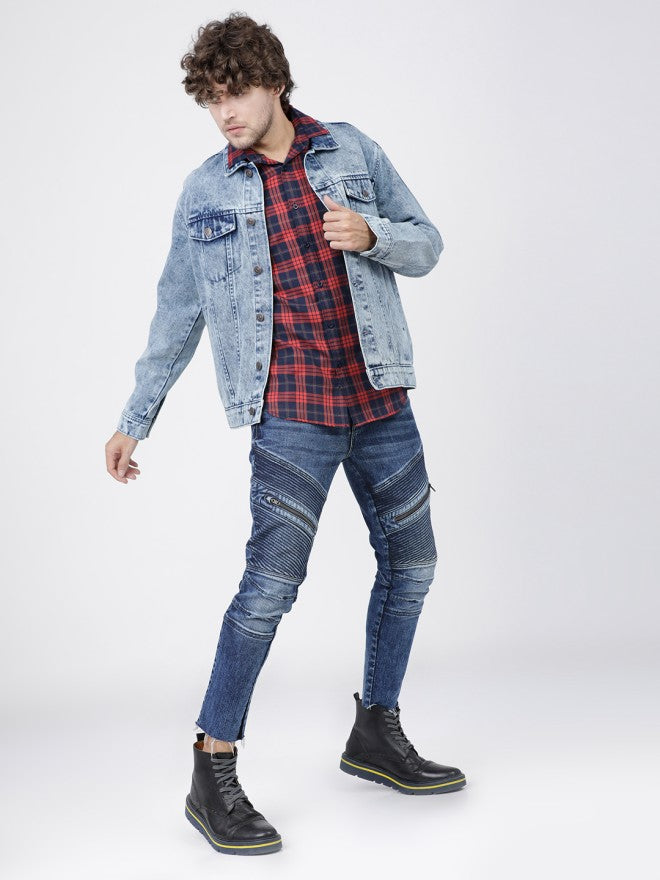 Highlander Men Blue Solid Denim Jacket - Blue - Image 5