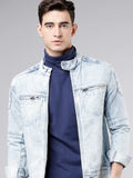 Highlander Men Blue Solid Denim Jacket - Blue - Image 1
