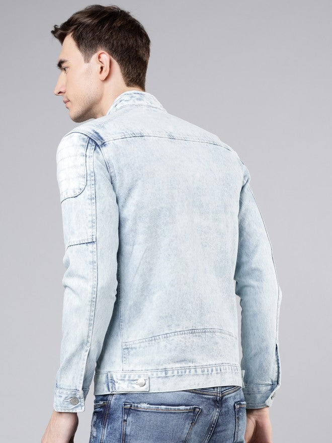 Highlander Men Blue Solid Denim Jacket - Blue - Image 3