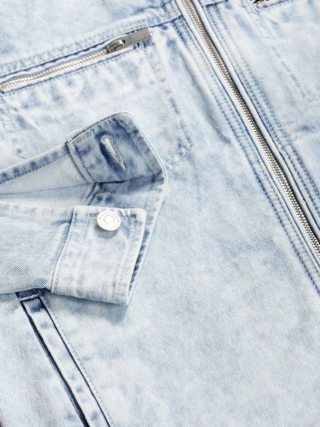 Highlander Men Blue Solid Denim Jacket - Blue - Image 9