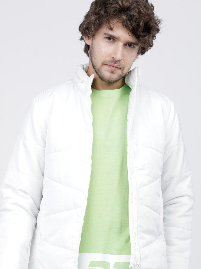 Highlander Men White Solid Puffer Jacket - White - Image 1