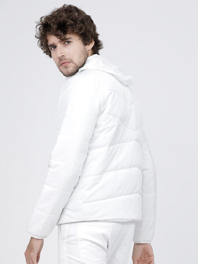 Highlander Men White Solid Puffer Jacket - White - Image 3