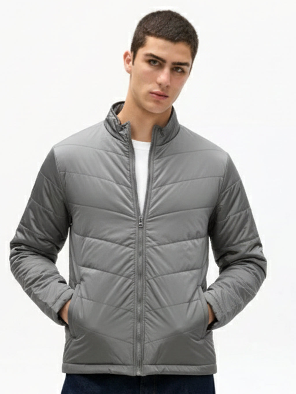 Highlander Men Charcoal Solid Puffer Jacket - Charcoal - Image 1