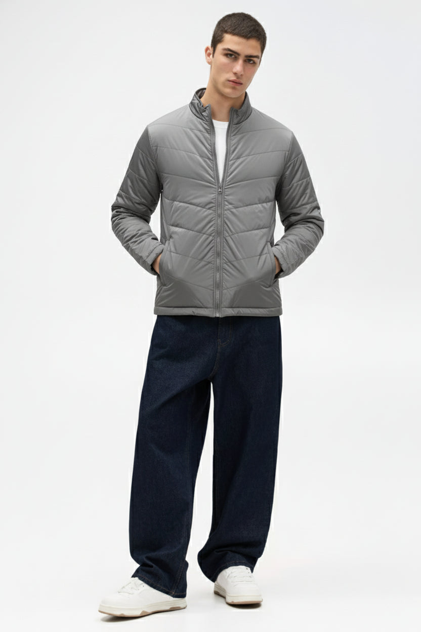 Highlander Men Charcoal Solid Puffer Jacket - Charcoal - Image 2