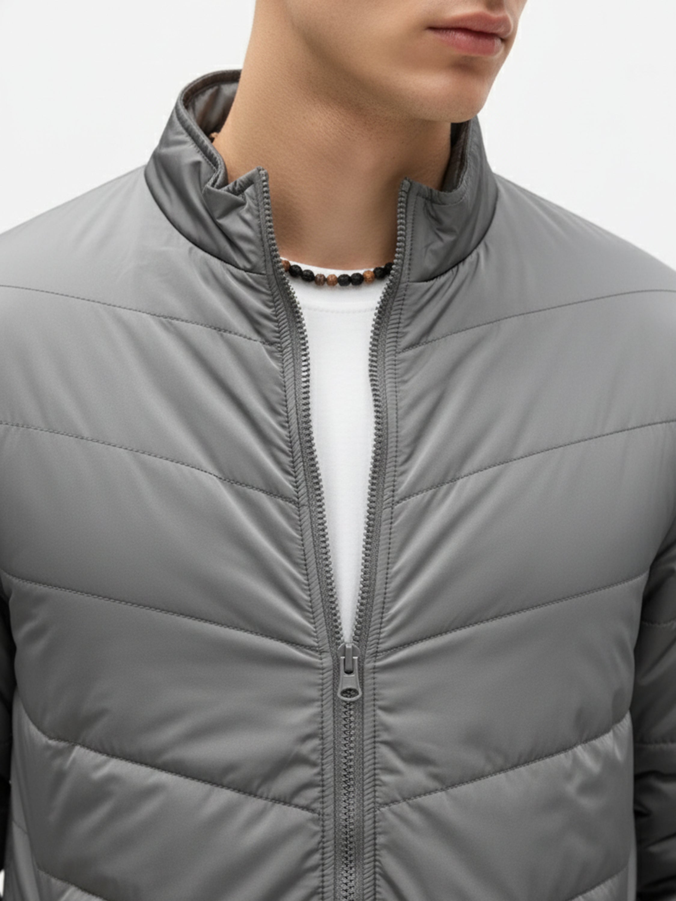 Highlander Men Charcoal Solid Puffer Jacket - Charcoal - Image 4
