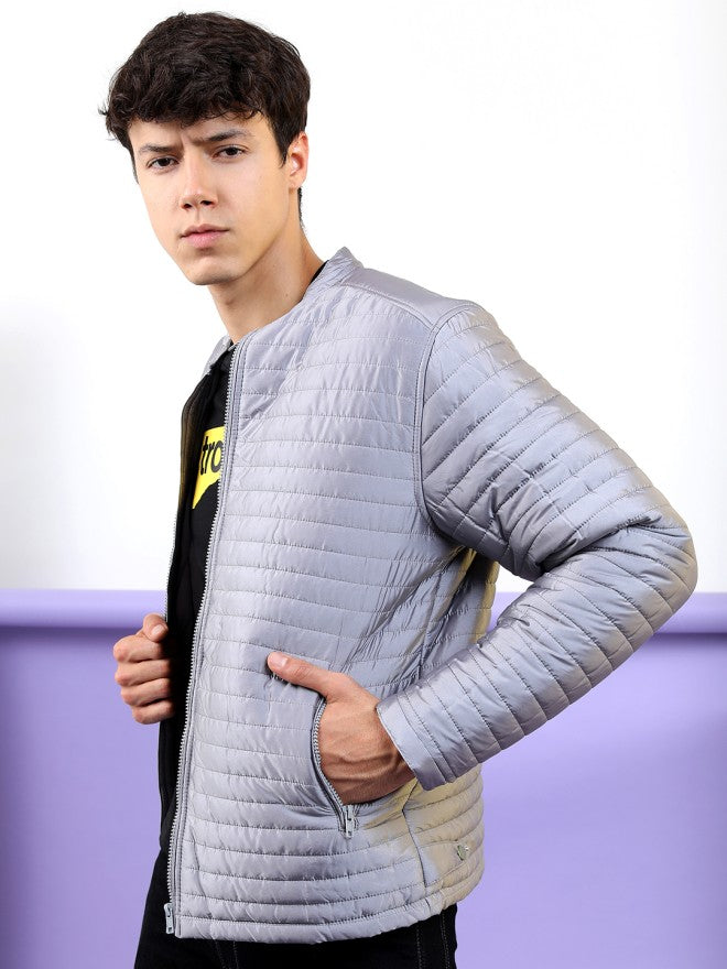 Highlander Men Grey Solid Puffer Jacket - Grey - Image 4