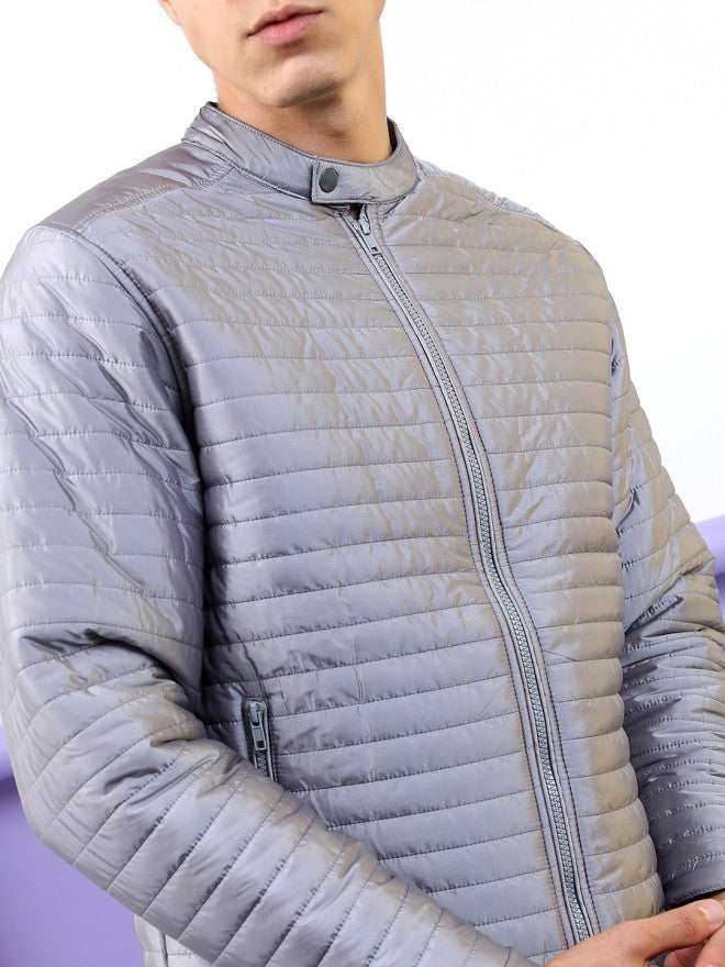 Highlander Men Grey Solid Puffer Jacket - Grey - Image 5