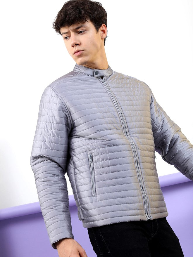 Highlander Men Grey Solid Puffer Jacket - Grey - Image 6