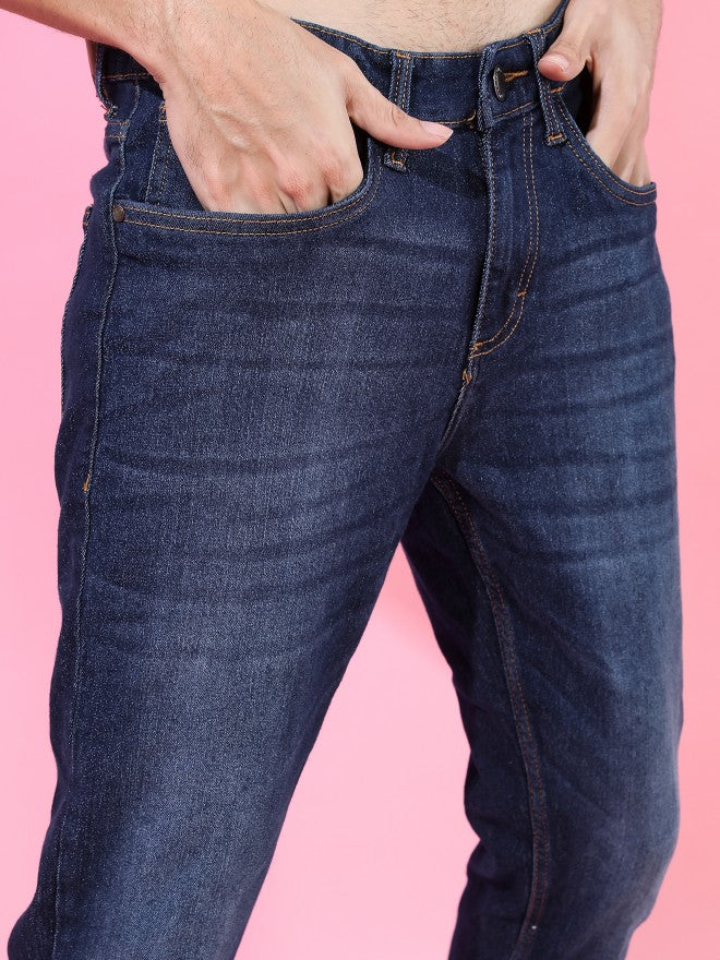 Highlander Men Dark Indigo Tapered Fit Stretchable Jeans - Blue - Image 4