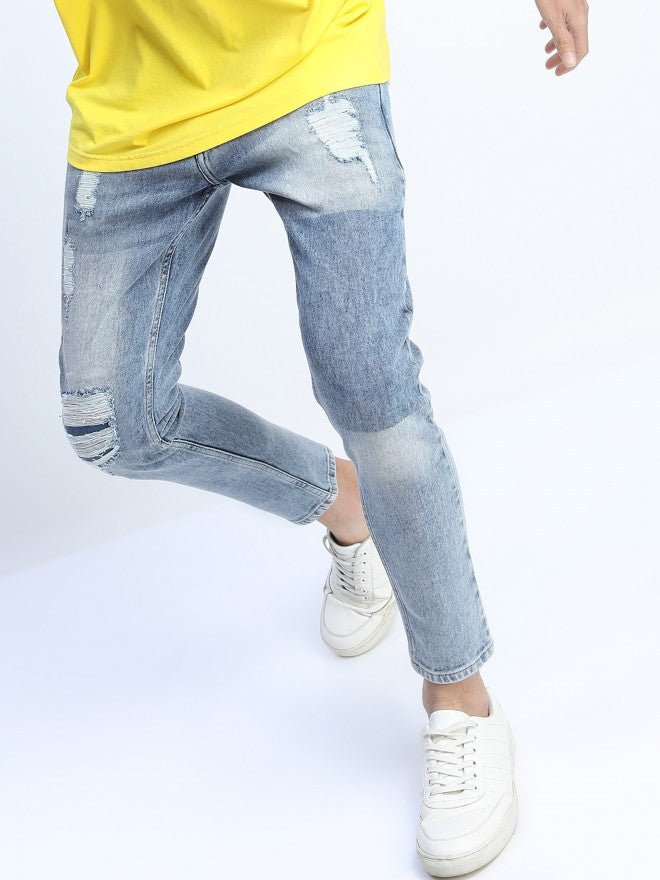 Highlander Men Blue Skinny Fit Highly Distressed Stretchable Jeans - Blue - Image 1