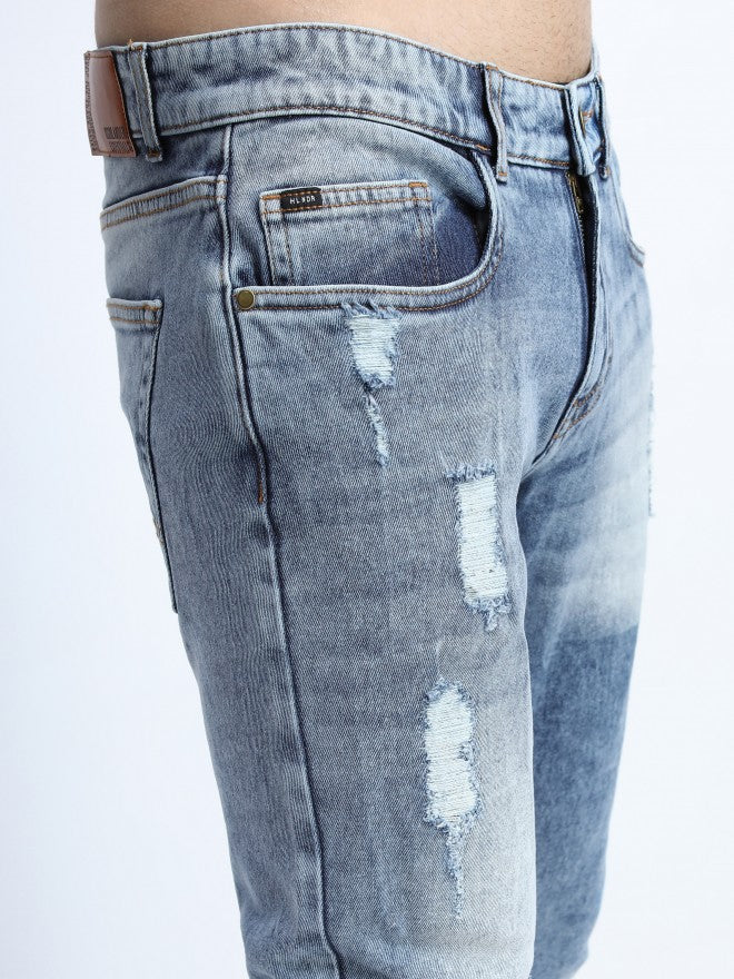 Highlander Men Blue Skinny Fit Highly Distressed Stretchable Jeans - Blue - Image 4