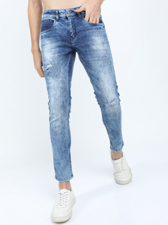 Highlander Men Blue Skinny Fit Mildly Distressed Stretchable Jeans - Blue - Image 1