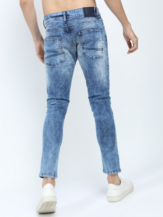 Highlander Men Blue Skinny Fit Mildly Distressed Stretchable Jeans - Blue - Image 3