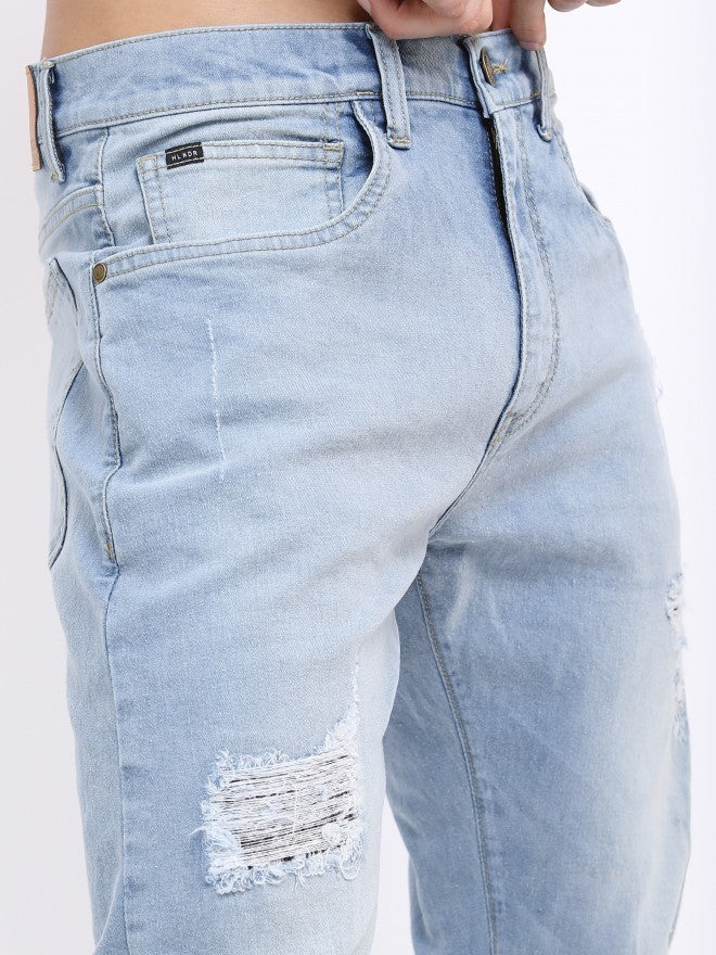 Highlander Men Blue Bootcut Highly Distressed Stretchable Jeans - Blue - Image 4