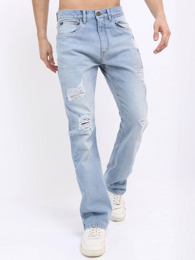 Highlander Men Blue Bootcut Highly Distressed Stretchable Jeans - Blue - Image 5