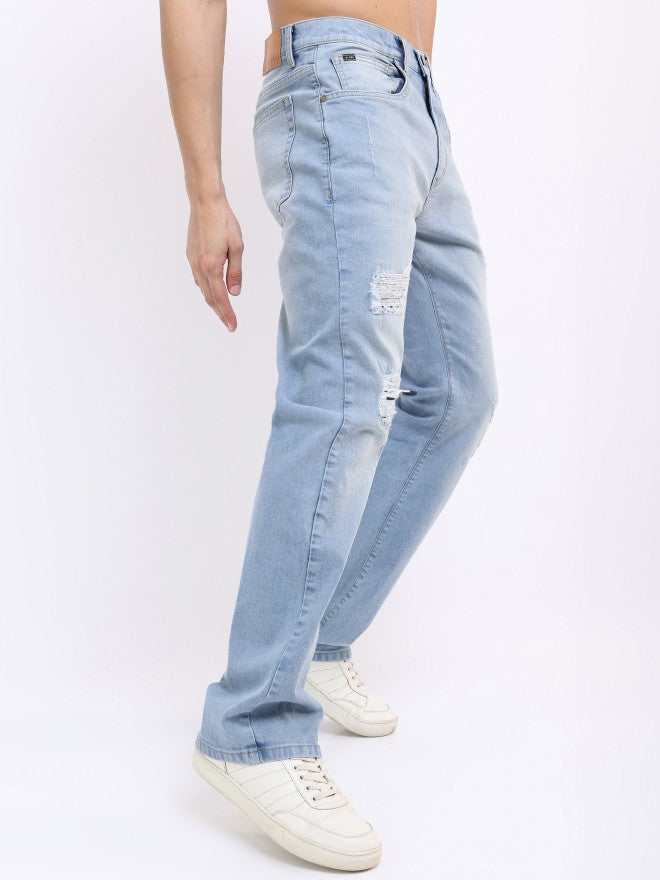 Highlander Men Blue Bootcut Highly Distressed Stretchable Jeans - Blue - Image 7