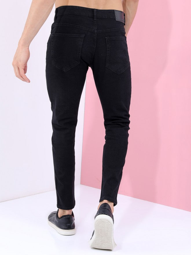 Highlander Men Black Tapered Fit Stretchable Jeans - Black - Image 3