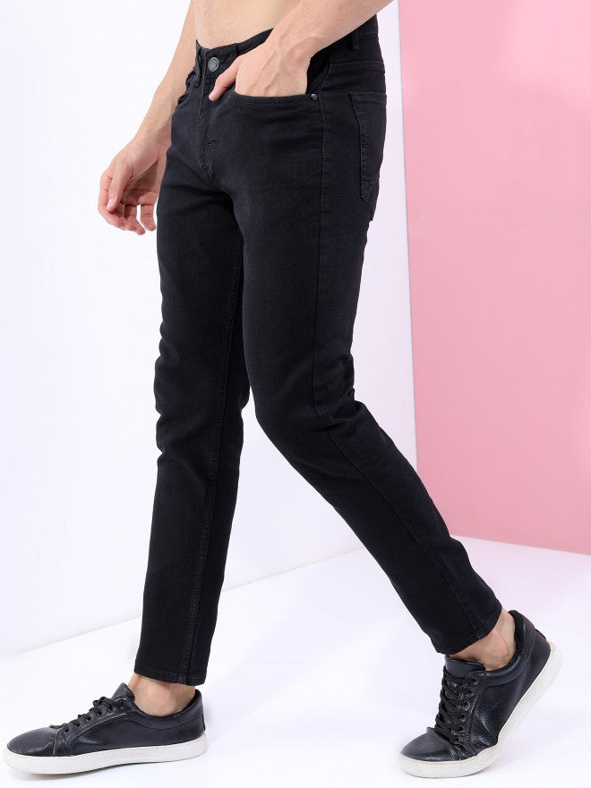 Highlander Men Black Tapered Fit Stretchable Jeans - Black - Image 4