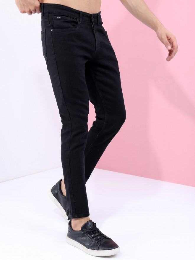 Highlander Men Black Tapered Fit Stretchable Jeans - Black - Image 6
