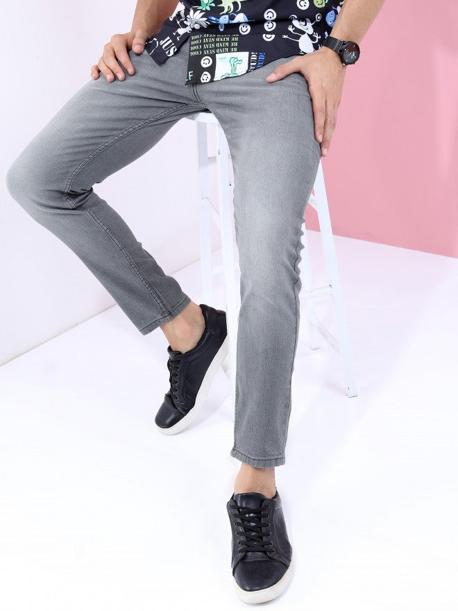 Highlander Men Grey Tapered Fit Stretchable Jeans - Grey - Image 1