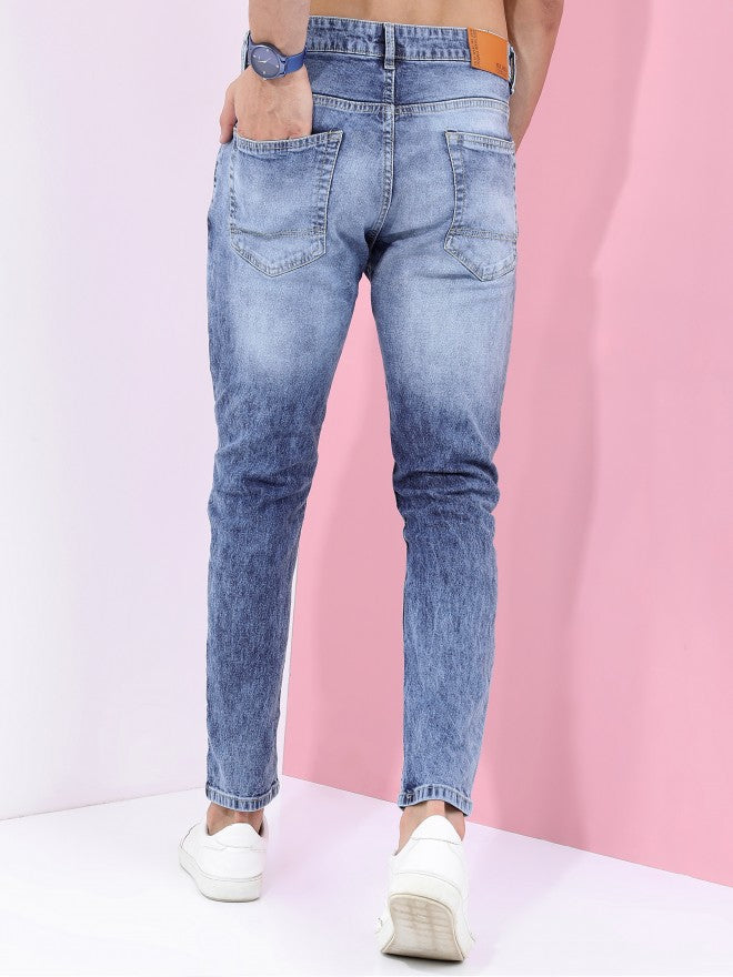 Highlander Men Light Blue Tapered Fit Highly Distressed Stretchable Jeans - Blue - Image 3