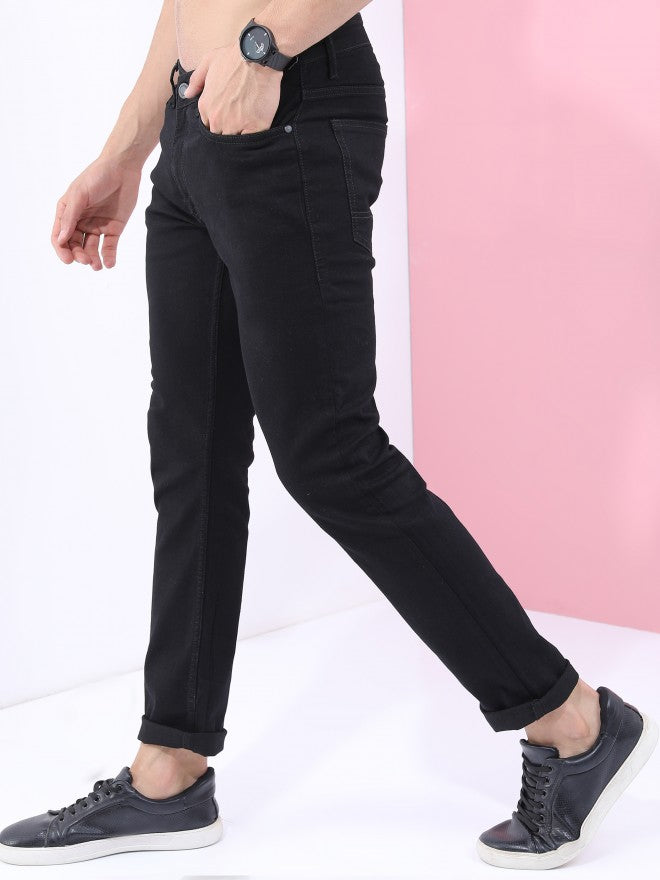 Highlander Men Black Slim Fit Stretchable Jeans - Black - Image 4