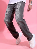 Highlander Men Grey Straight Fit Highly Distressed Stretchable Jeans - Grey - Image 1