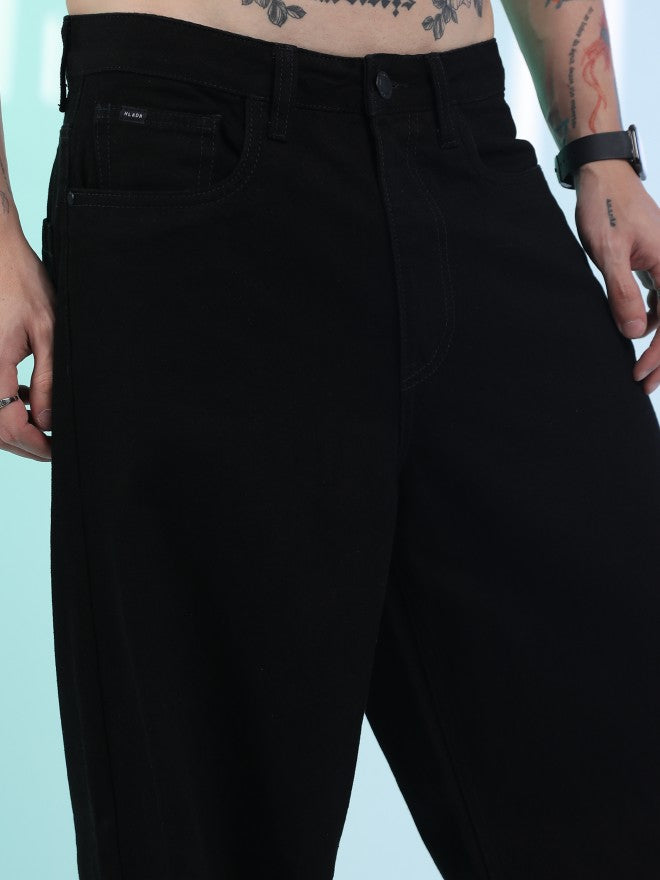 Highlander Men Black Loose Fit Stretchable Jeans - Black - Image 5