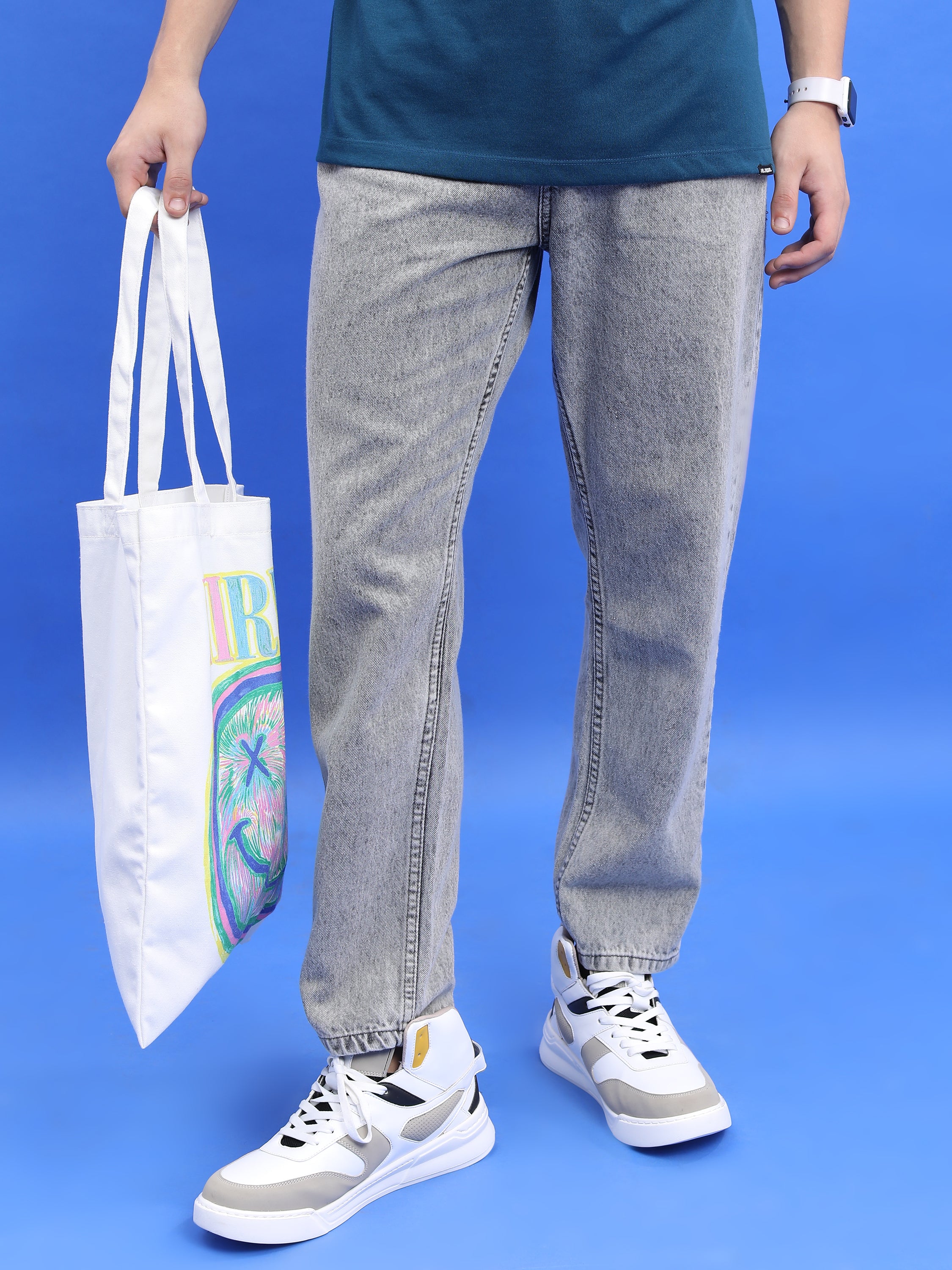Highlander Men Light Grey Straight Fit Jeans - Light Grey - Image 1