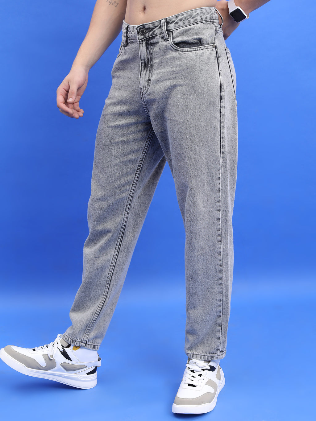 Highlander Men Light Grey Straight Fit Jeans - Light Grey - Image 4