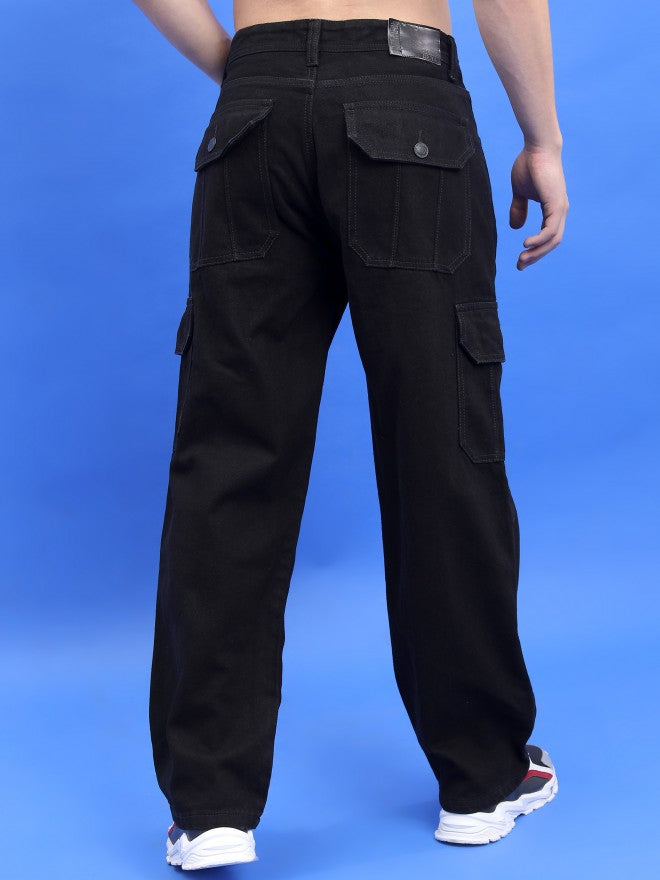 Highlander Men Black Wide Leg Jeans - Black - Image 3
