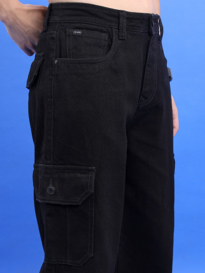 Highlander Men Black Wide Leg Jeans - Black - Image 5