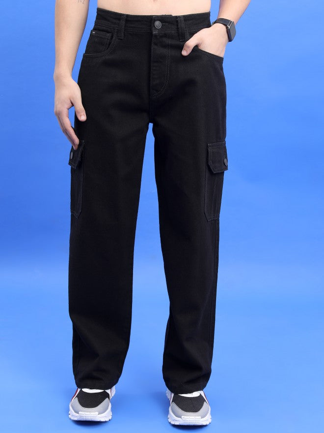 Highlander Men Black Wide Leg Jeans - Black - Image 7