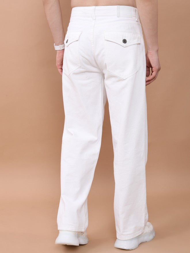 Highlander Men White Wide Leg Jeans - White - Image 3