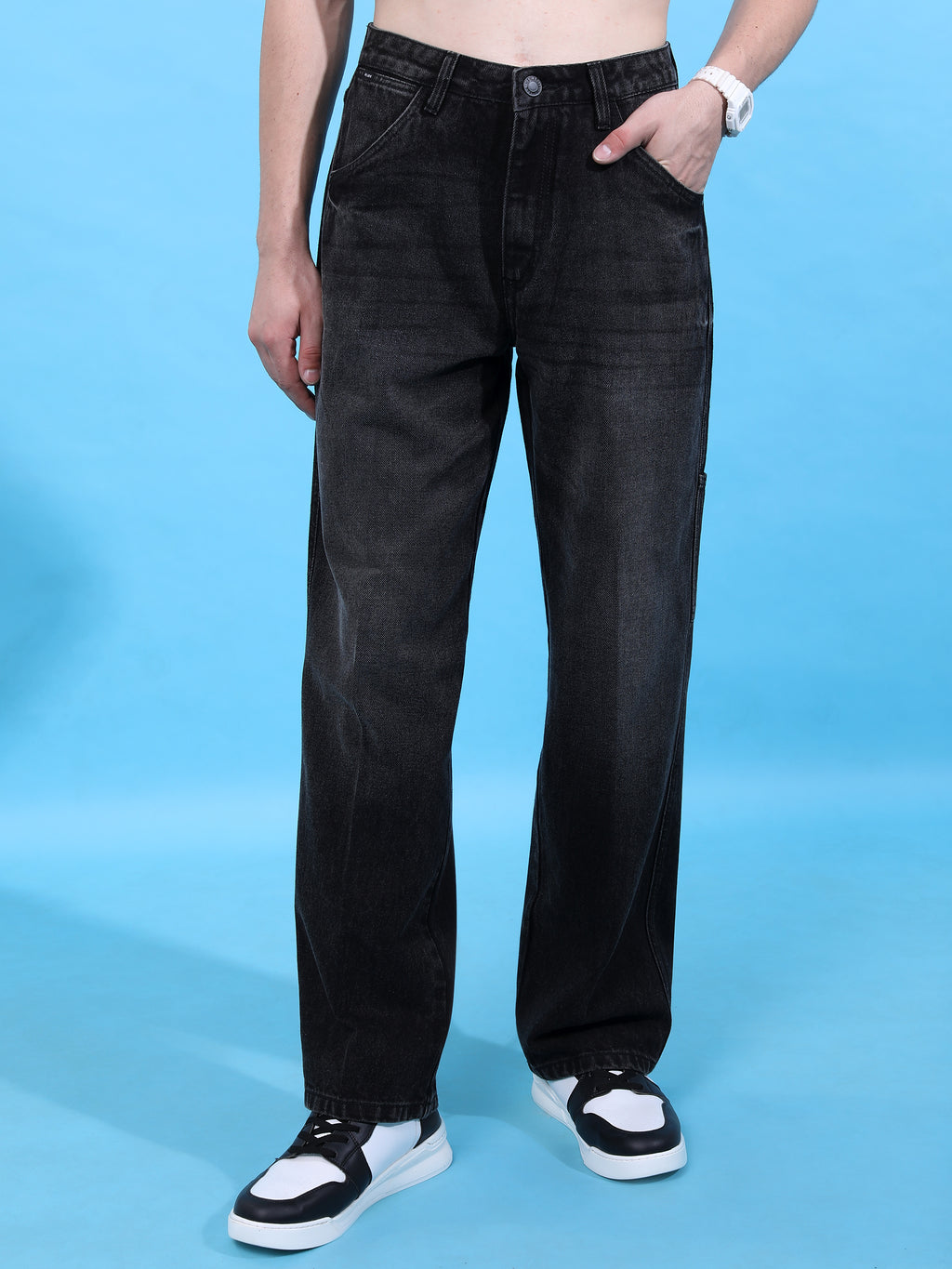 Highlander Men Black Straight Fit Jeans - Black - Image 1