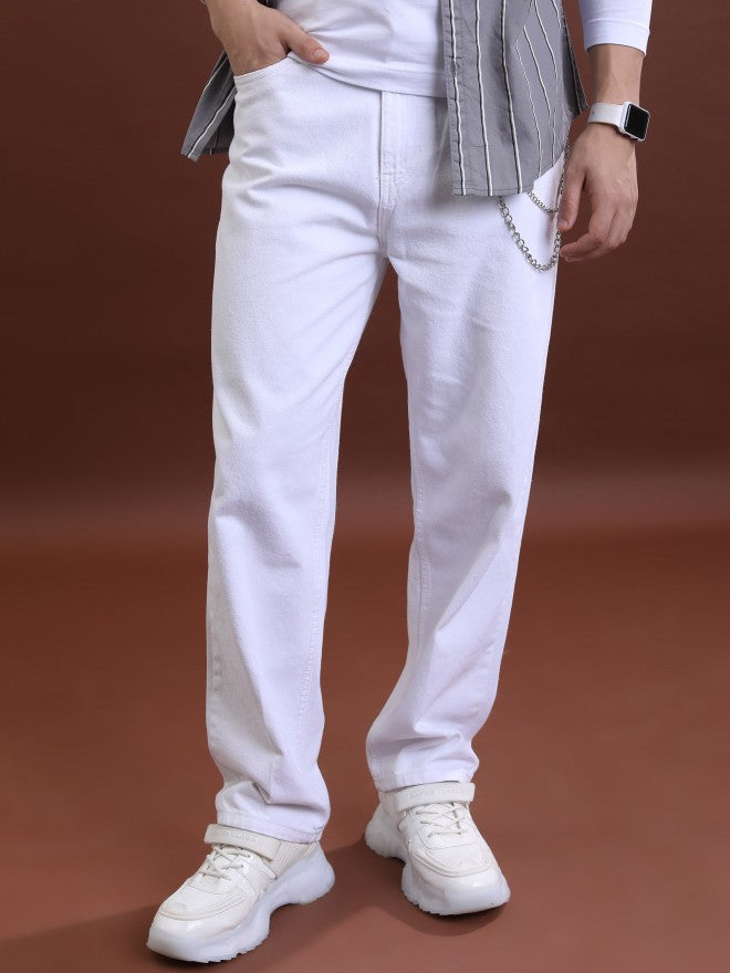 Highlander Men White Relaxed Fit Jeans - White - Image 1