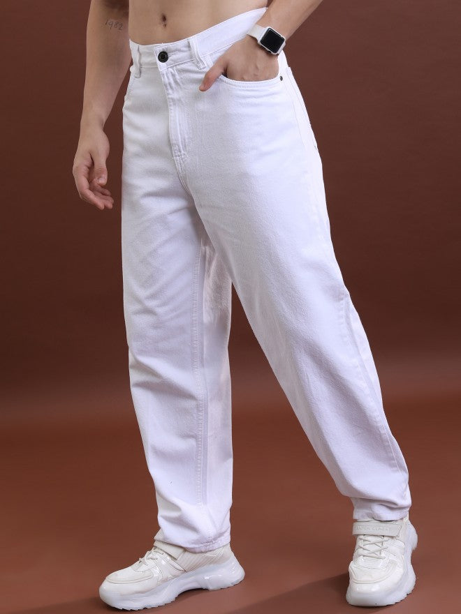 Highlander Men White Relaxed Fit Jeans - White - Image 4