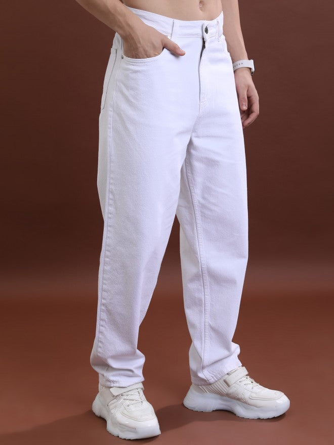 Highlander Men White Relaxed Fit Jeans - White - Image 6