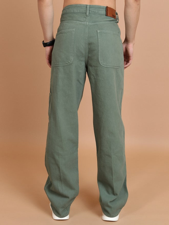 Highlander Men Dark Olive Relaxed Fit Jeans - Olive - Image 3