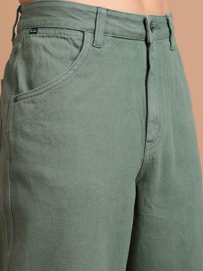 Highlander Men Dark Olive Relaxed Fit Jeans - Olive - Image 5