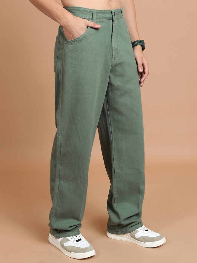 Highlander Men Dark Olive Relaxed Fit Jeans - Olive - Image 6