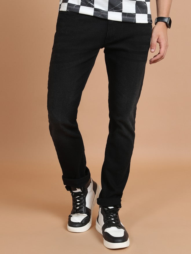Highlander Men Black Skinny Fit Stretchable Jeans - Black - Image 1