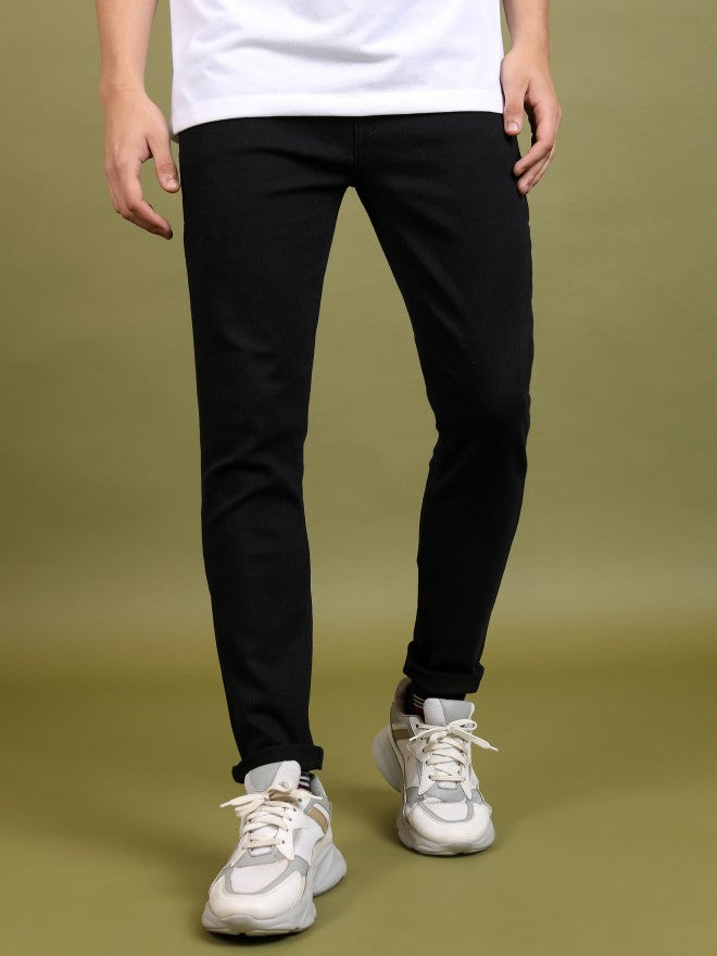 Highlander Men Black Slim Fit Stretchable Jeans - Black - Image 1