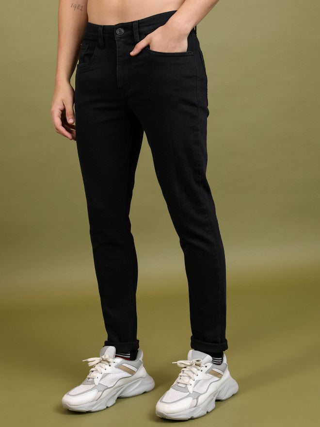 Highlander Men Black Slim Fit Stretchable Jeans - Black - Image 4