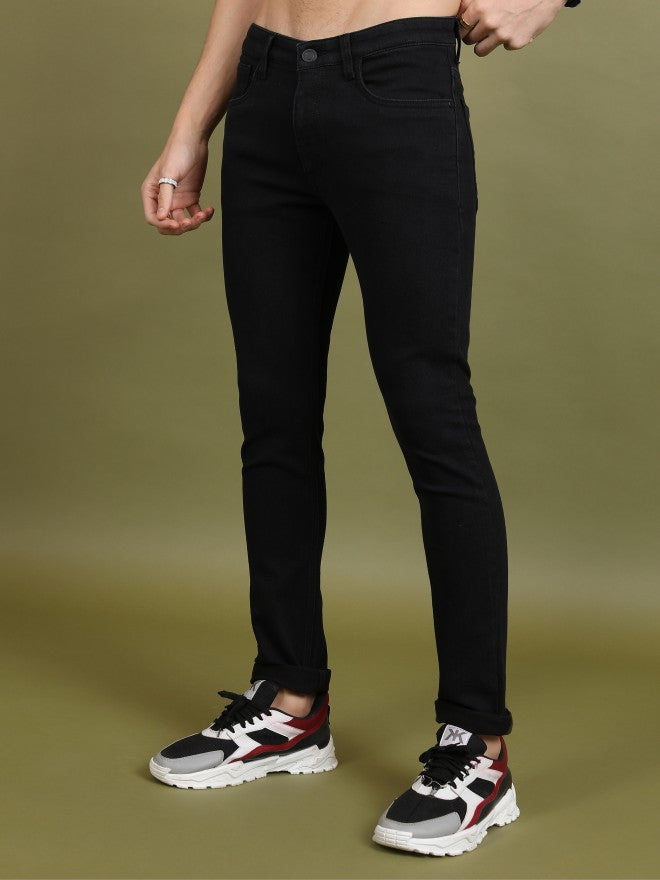 Highlander Men Black Slim Fit Stretchable Jeans - Black - Image 4