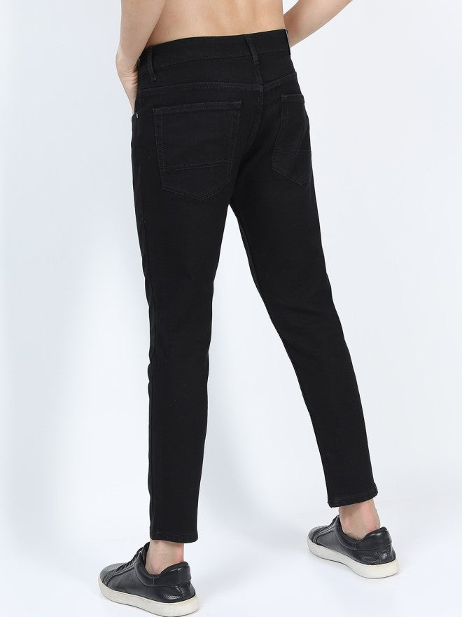 Highlander Men Black Tapered Fit Stretchable Jeans - Black - Image 3