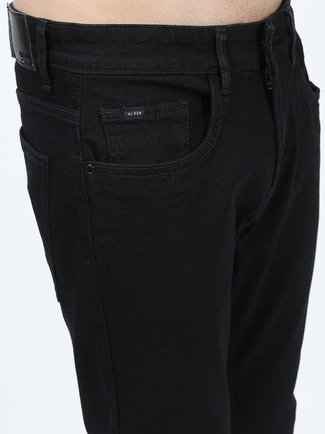 Highlander Men Black Tapered Fit Stretchable Jeans - Black - Image 4
